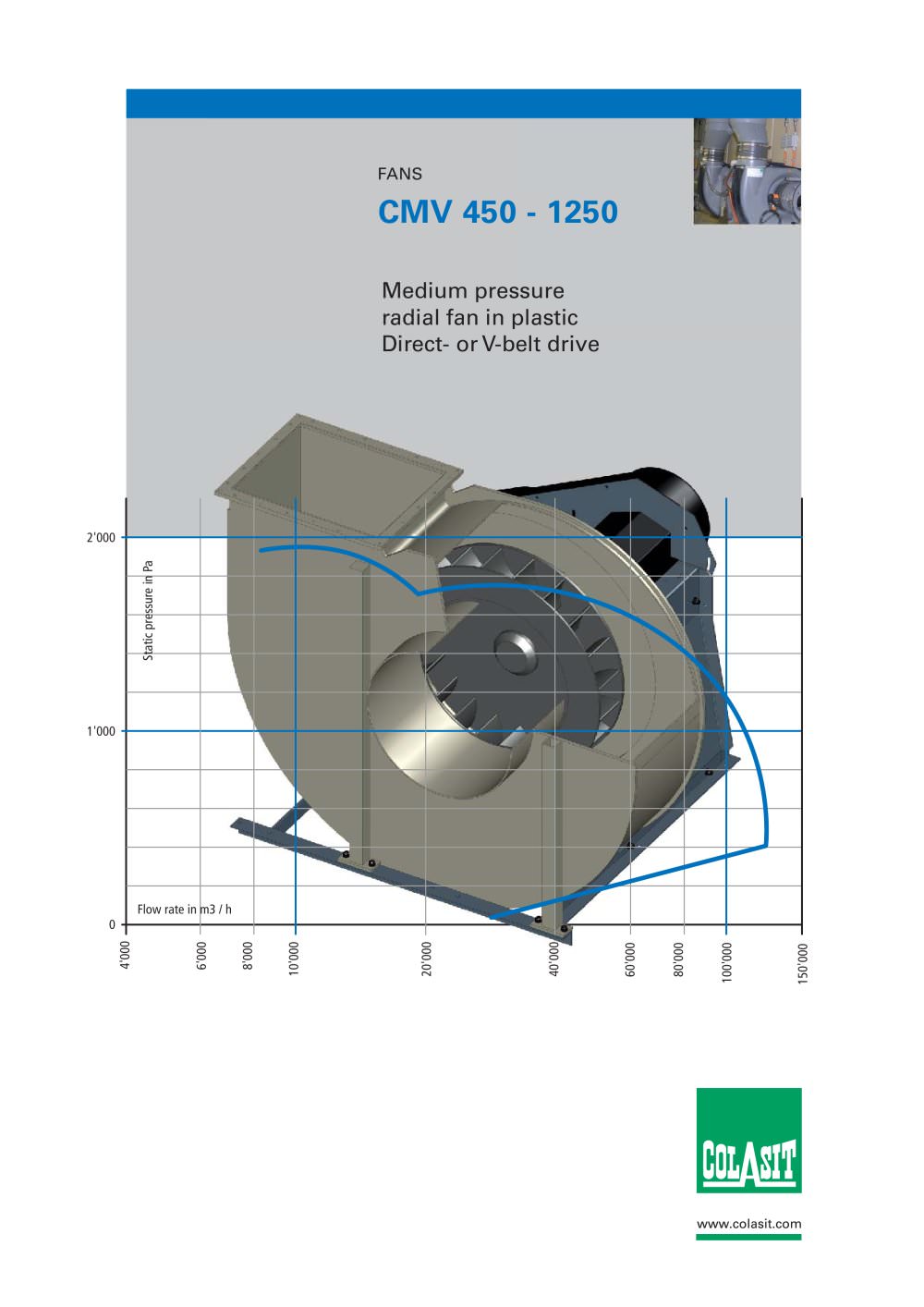 Medium pressure radial fan CMV 450 - 1250 - COLASIT AG, Spiez - Switzerland