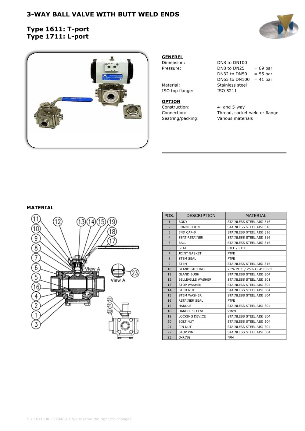 3-WAY BALL VALVE WITH BUTT WELD ENDS - DVC International ApS