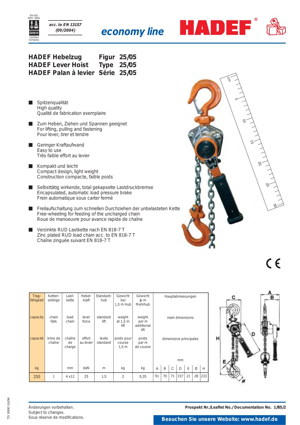 economy line Hebelzug - HADEF