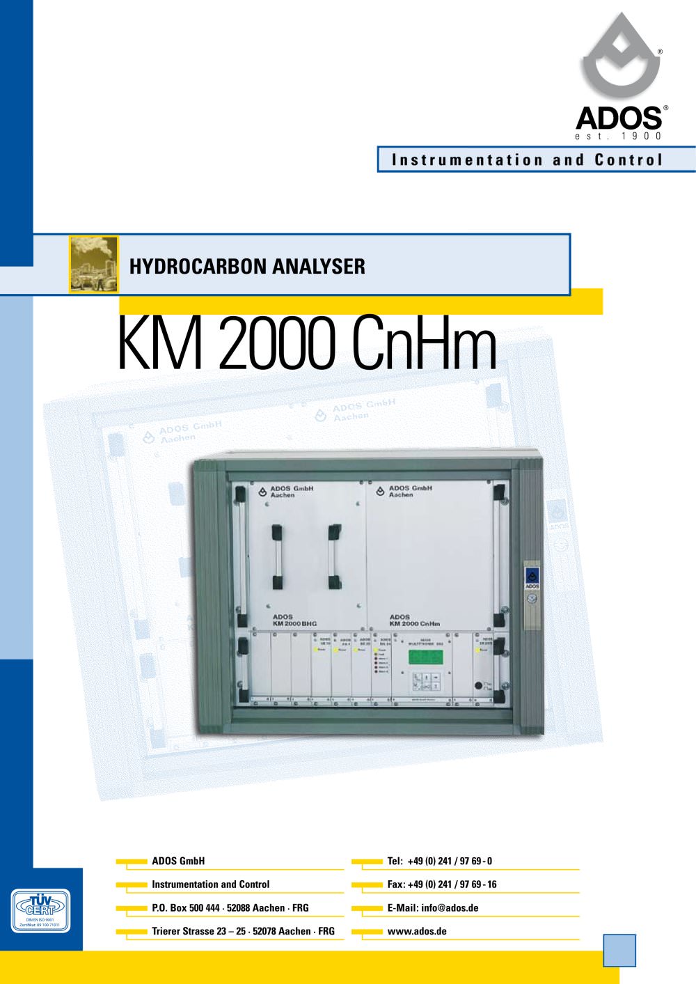 KM 2000 CnHm EM | Hydrocarbon Analyser - ADOS GmbH, Mess- und Regeltechnik