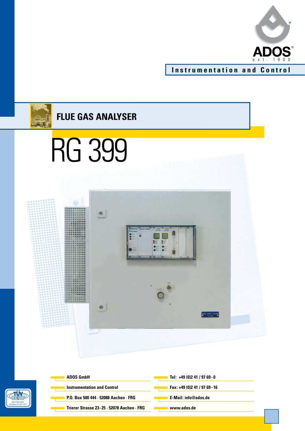 RG 399 | Flue Gas Analyser - ADOS GmbH, Mess- und Regeltechnik