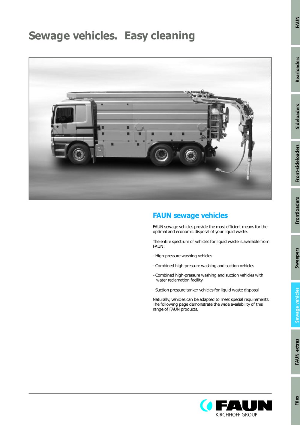 Sewage vehicules - FAUN Umwelttechnik GmbH & Co. KG