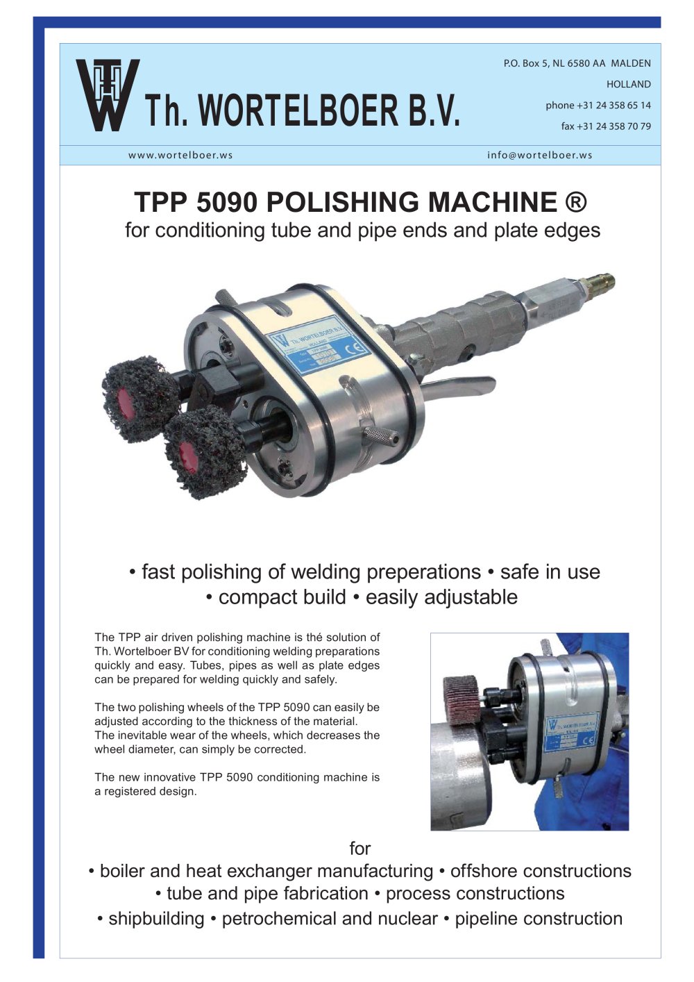 TPP 5090 Polishing machine - Th. Wortelboer B.V.