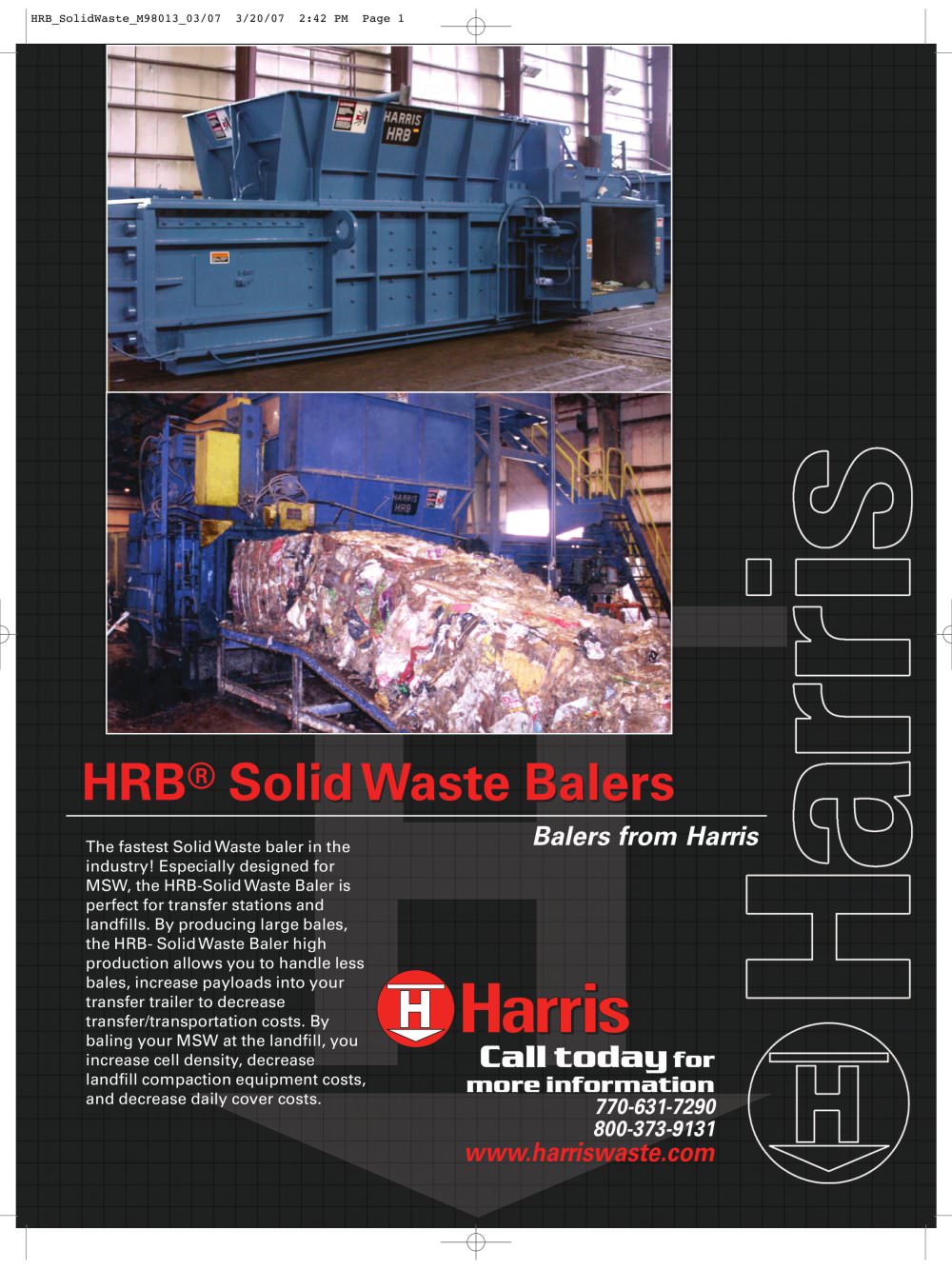 HRB Solid Waste Baler - Harris