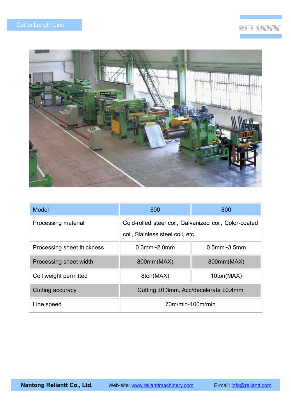 Small Sized Flying Shear Cut to Length Line - Nantong Reliantt Co., Ltd.
