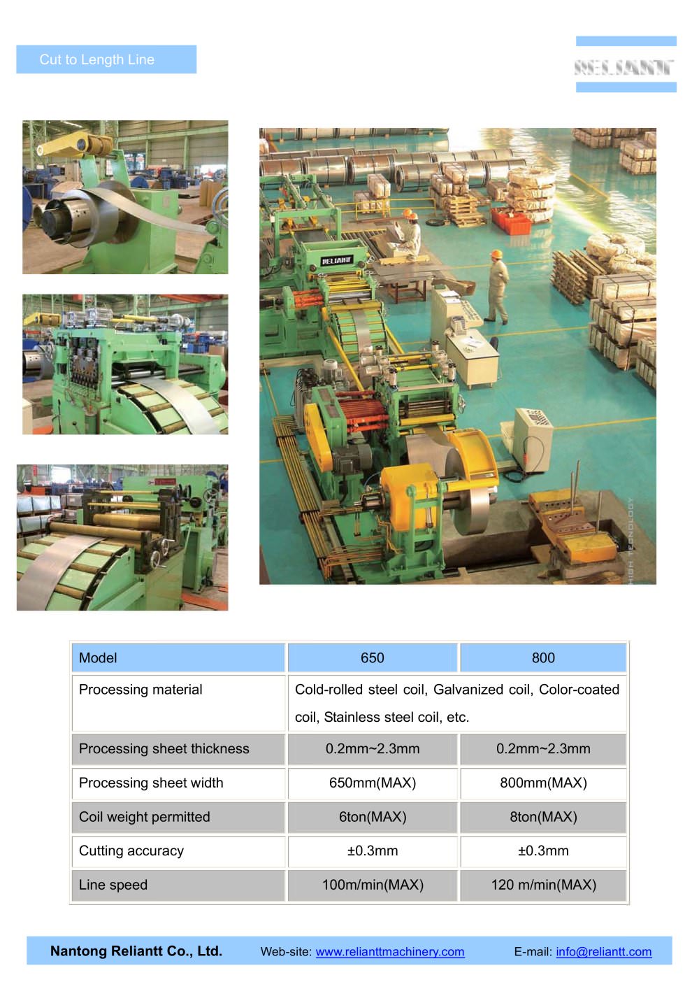 Small Sizes Cut to Length Line - Nantong Reliantt Co., Ltd.