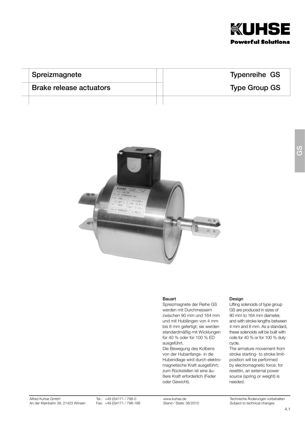 KUHSE Brake release actuators - Alfred Kuhse