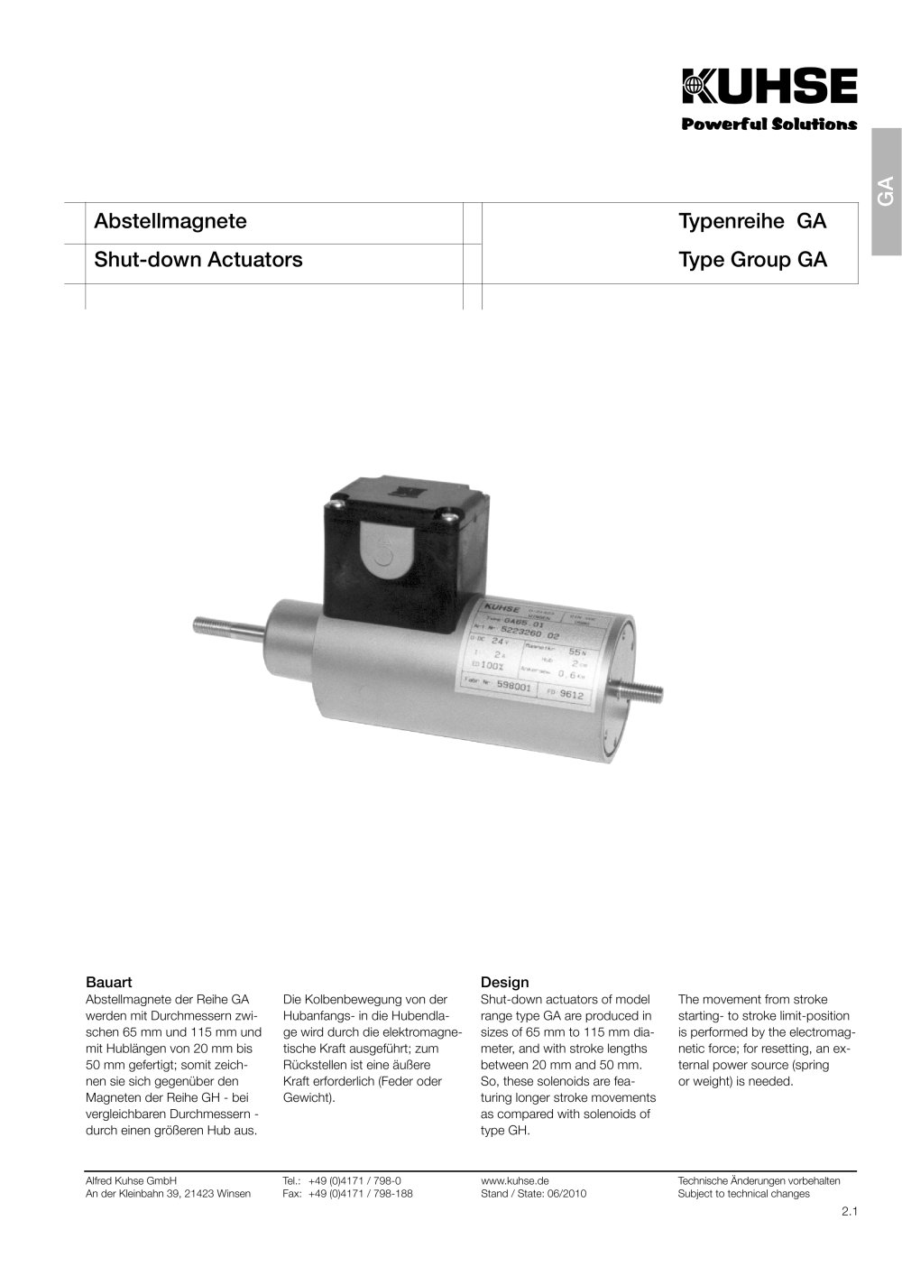 KUHSE Shut-down actuators - Alfred Kuhse