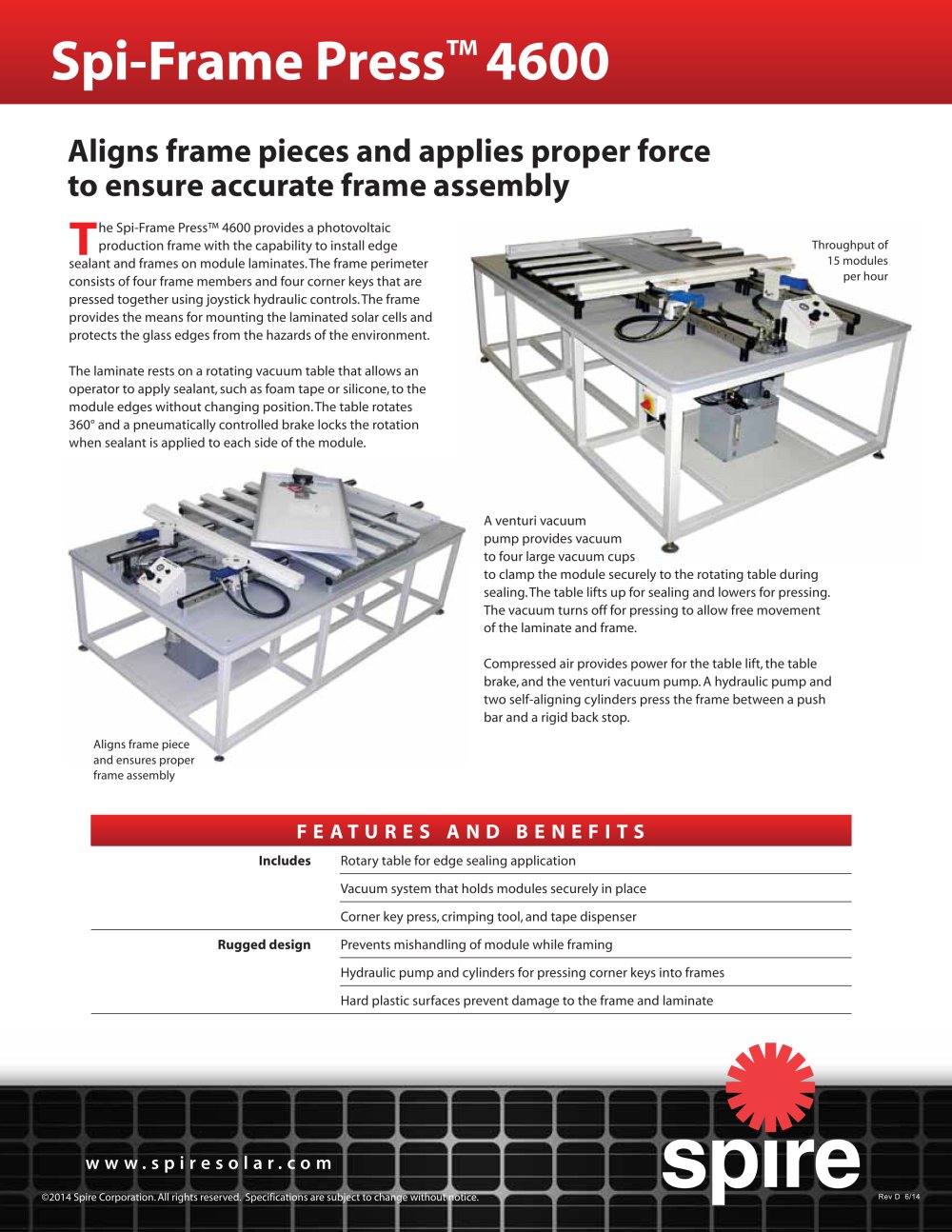 Spi Frame Press 4600 Spire Solar Pdf Catalogue Technical Spi Frame Press 4600 1 2 Pages