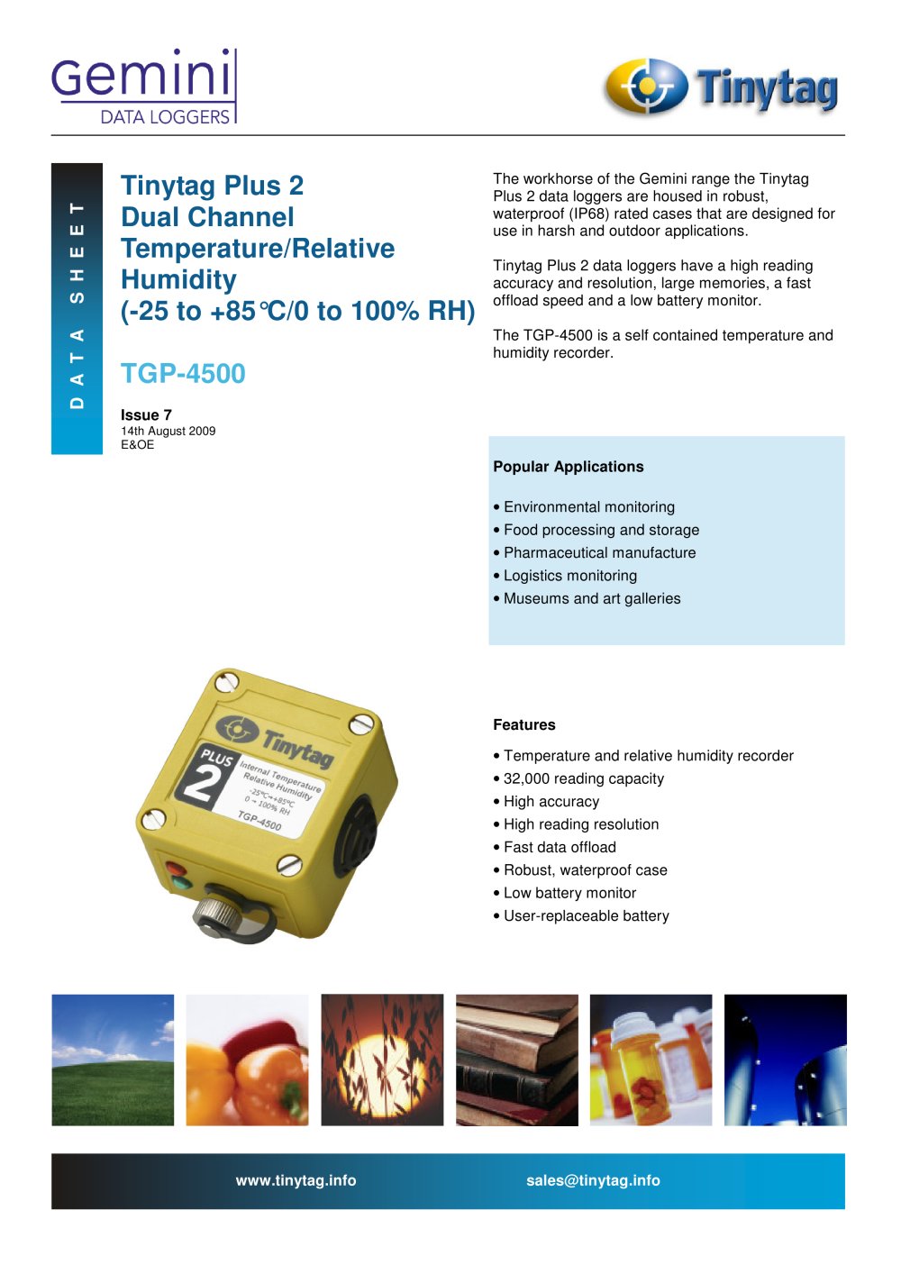 Temperature and humidity logger TGP-4500 - Gemini Data Loggers (UK)