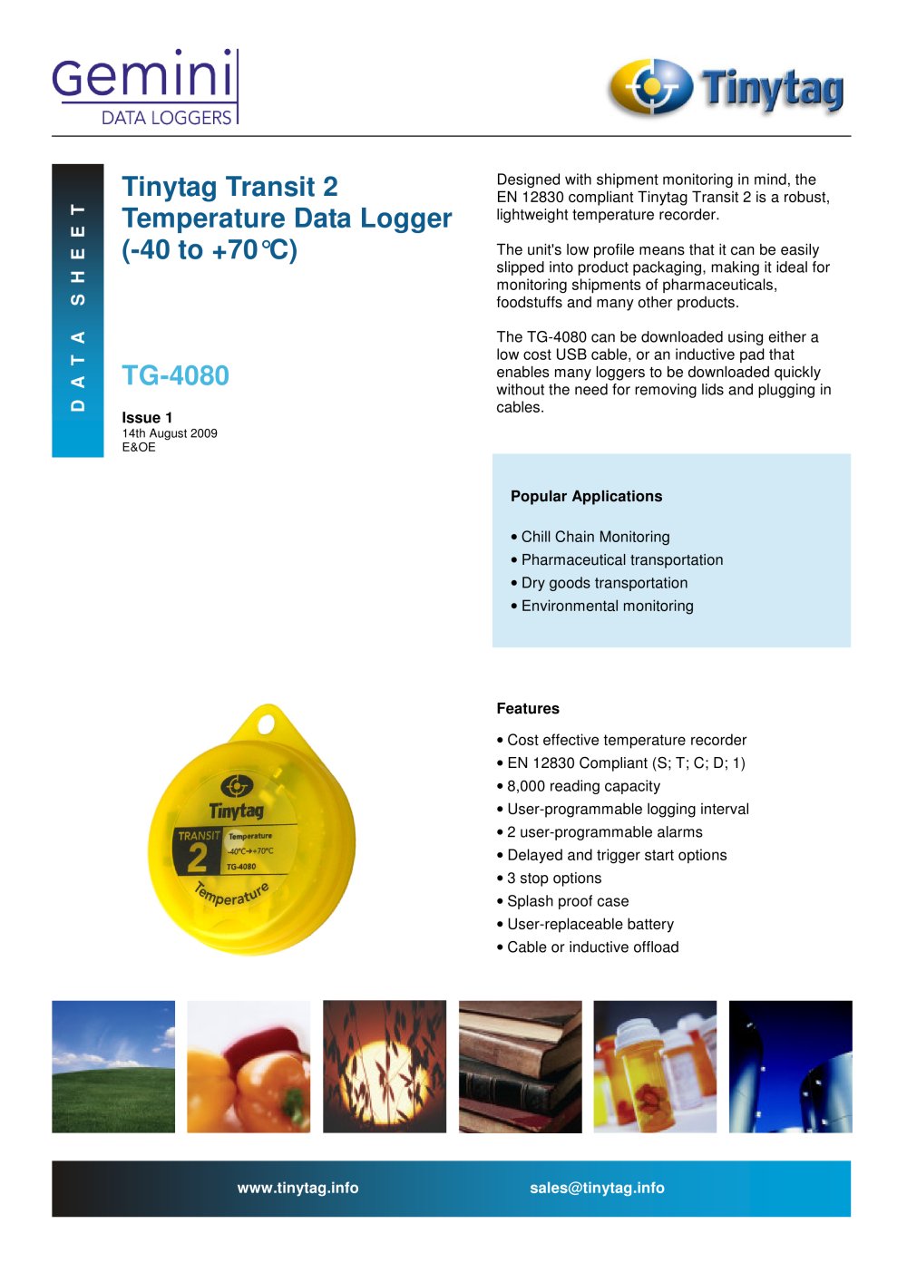 temperature data logger TG-4080 - Gemini Data Loggers (UK)