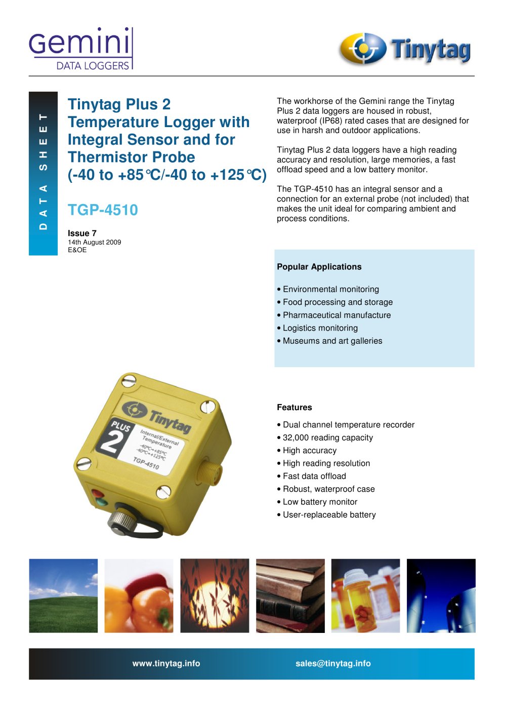 Temperature logger TGP-4510 - Gemini Data Loggers (UK)