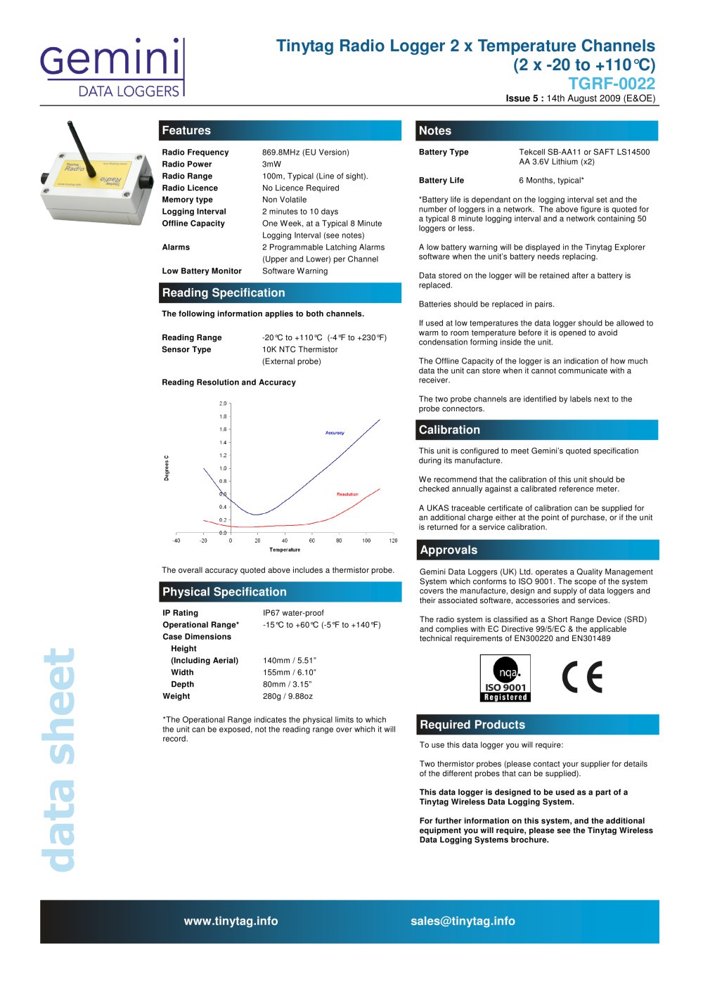temperature radio logger TGRF-0022 - Gemini Data Loggers (UK)