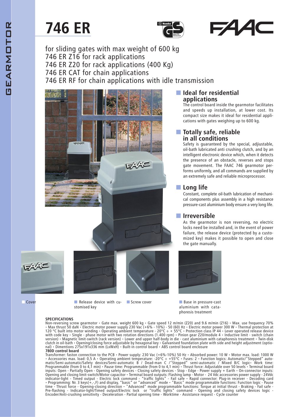 Gearmotor 746 ER - FAAC SpA