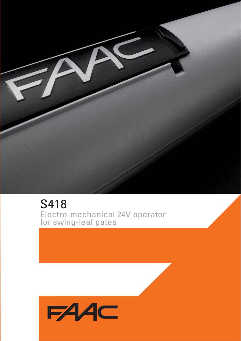 Operator for swing gatesS418 - FAAC SpA