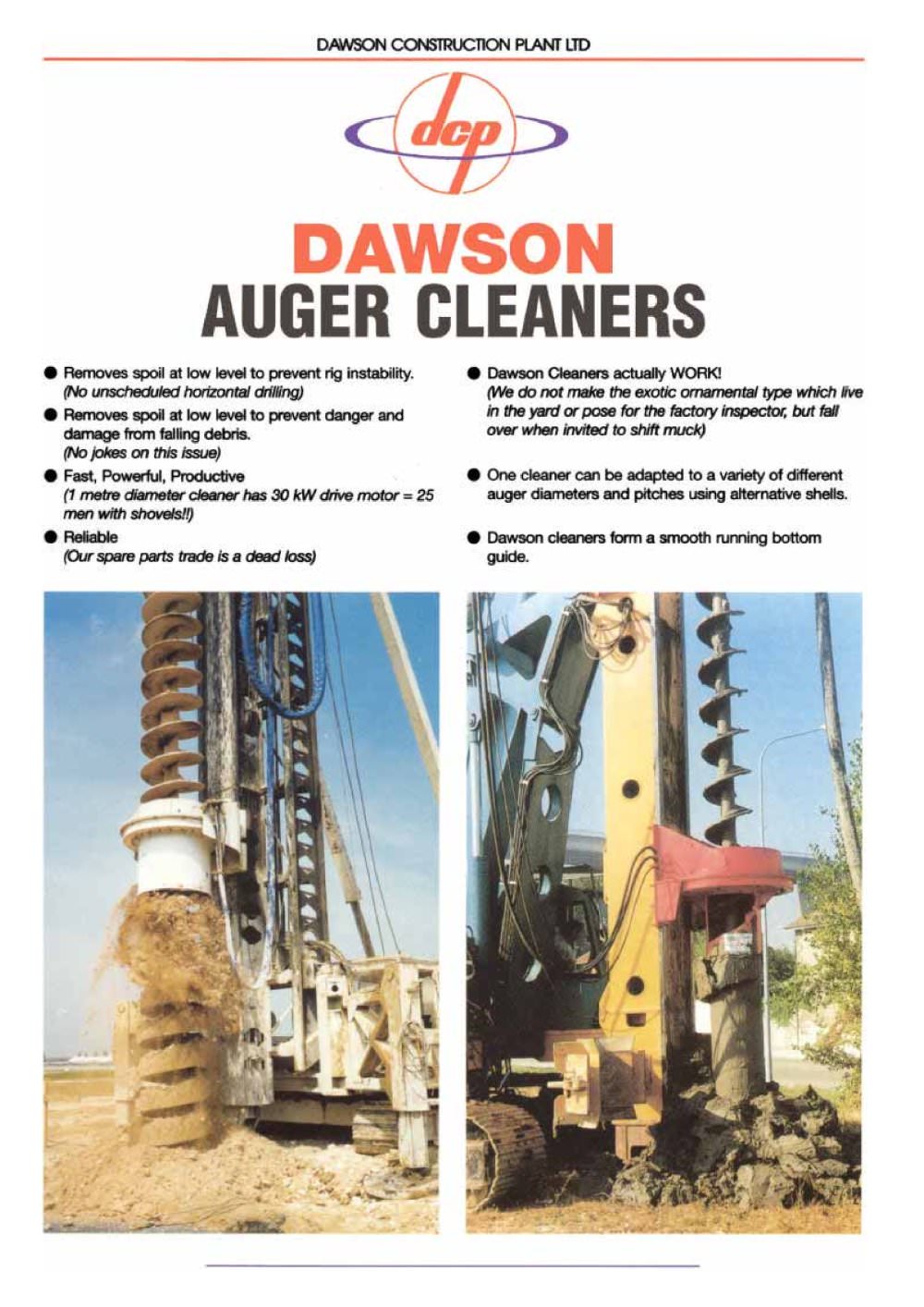 Auger cleaners - DAWSON CONSTRUCTION PLANT LIMITED