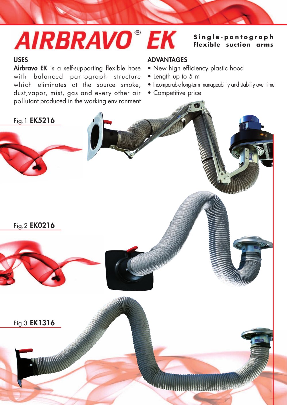 Single - pantograph flexible suction arms - Airbravo