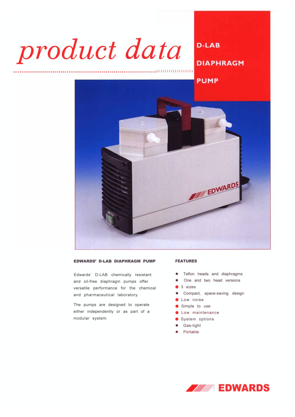 D-Lab Diaphragm vacuum pump - EDWARDS