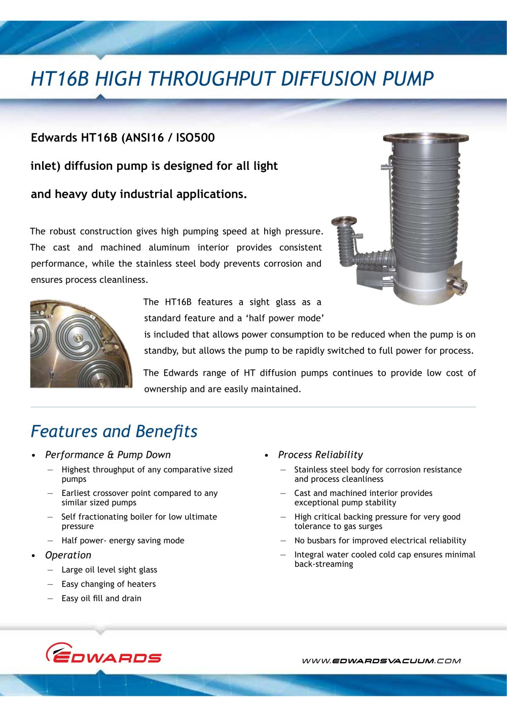 ht16b diffusion pump datasheet edwards pdf catalogue technical pump data sheet