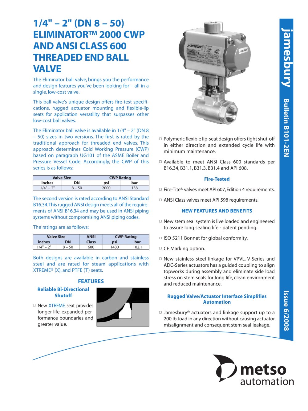 Eliminator� 2000 WOG / 600 ANSI Class Screwed End Ball Valves - Metso Automation