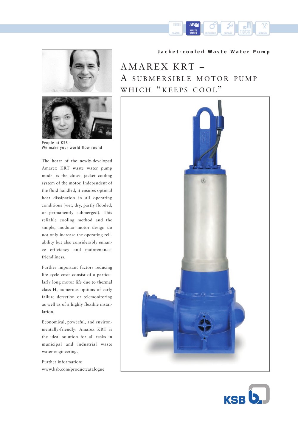 Amarex KRT Jacket-cooled Waste Water Pump double-sided product - KSB