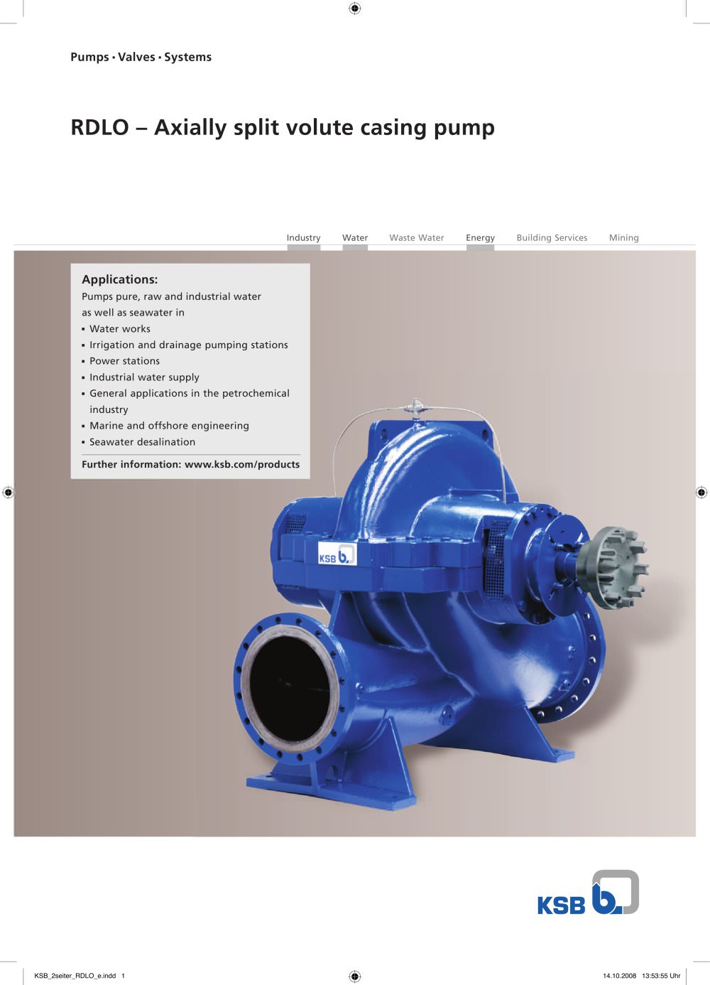 Axially split volute casing pump - KSB