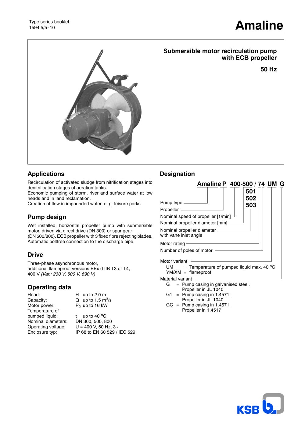 Type series booklet Amaline 50 Hz - KSB