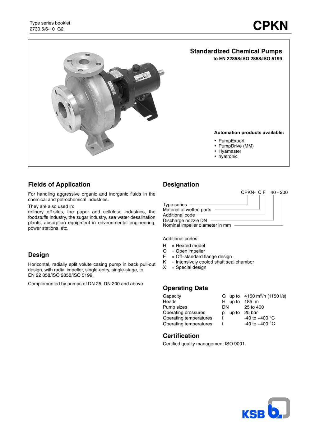 Type series booklet CPKN - KSB