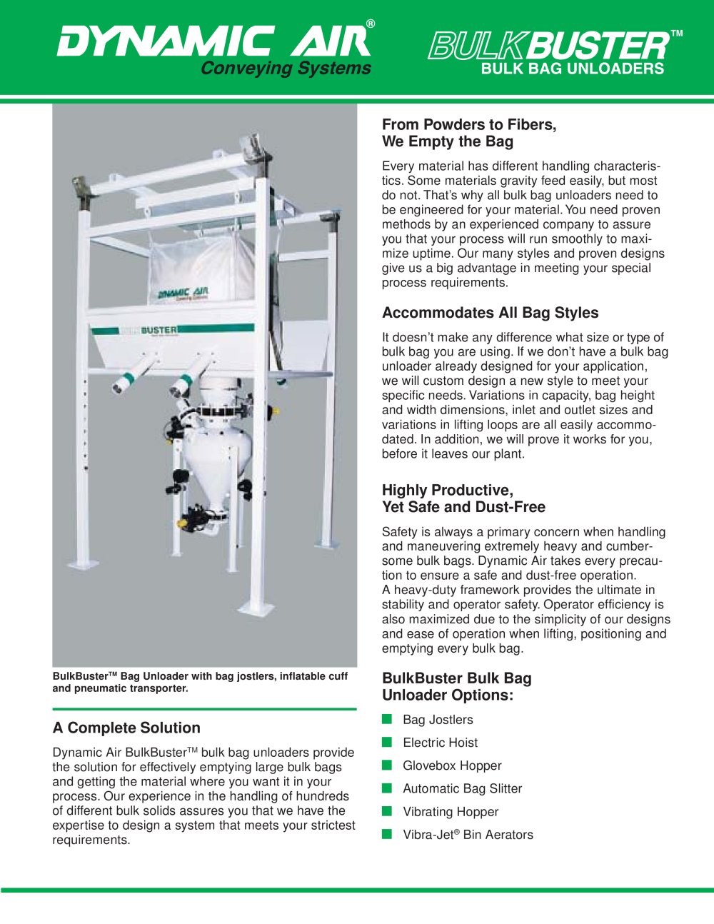 BulkBuster� Bulk Bag Unloader  Series 422 - Dynamic Air