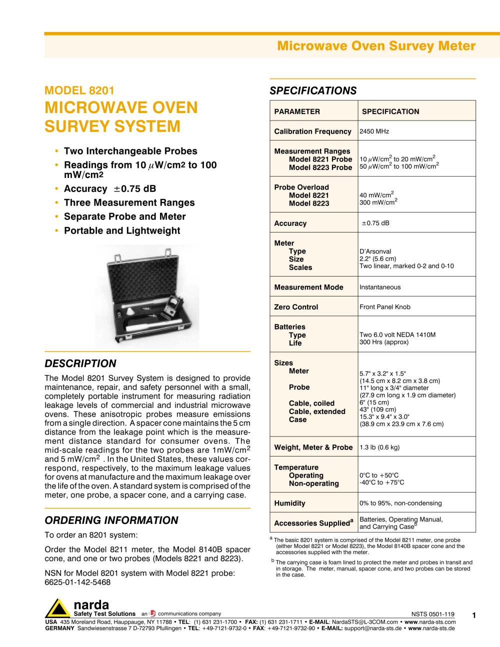 8201 Microwave Oven Survey System - NARDA