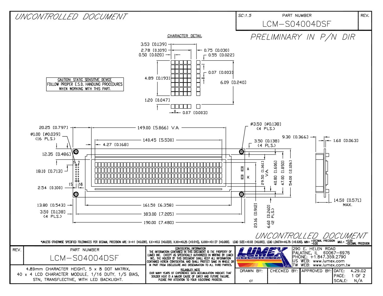 LCM-S04004DSF InfoVue LCDs - LUMEX