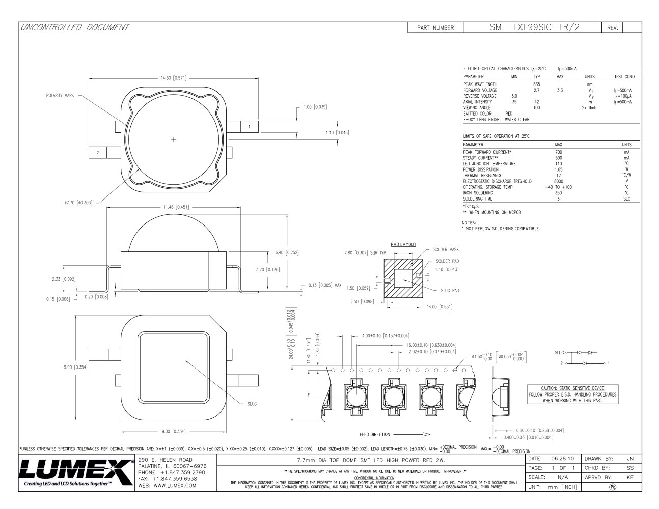 SML-LXL99SIC-TR+2 TitanBrite High Power LEDs - LUMEX