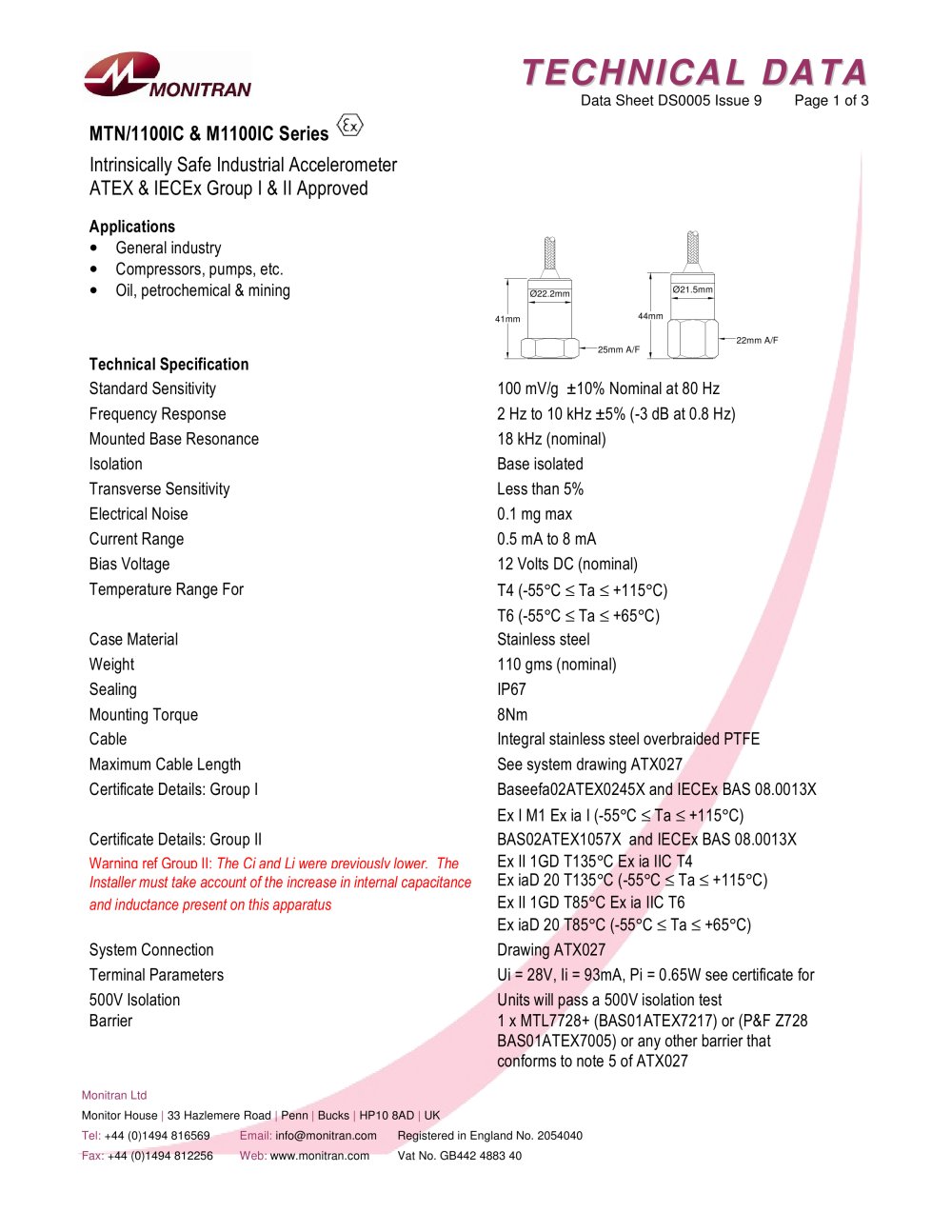 accelerometers MTN/1100IC - Monitran
