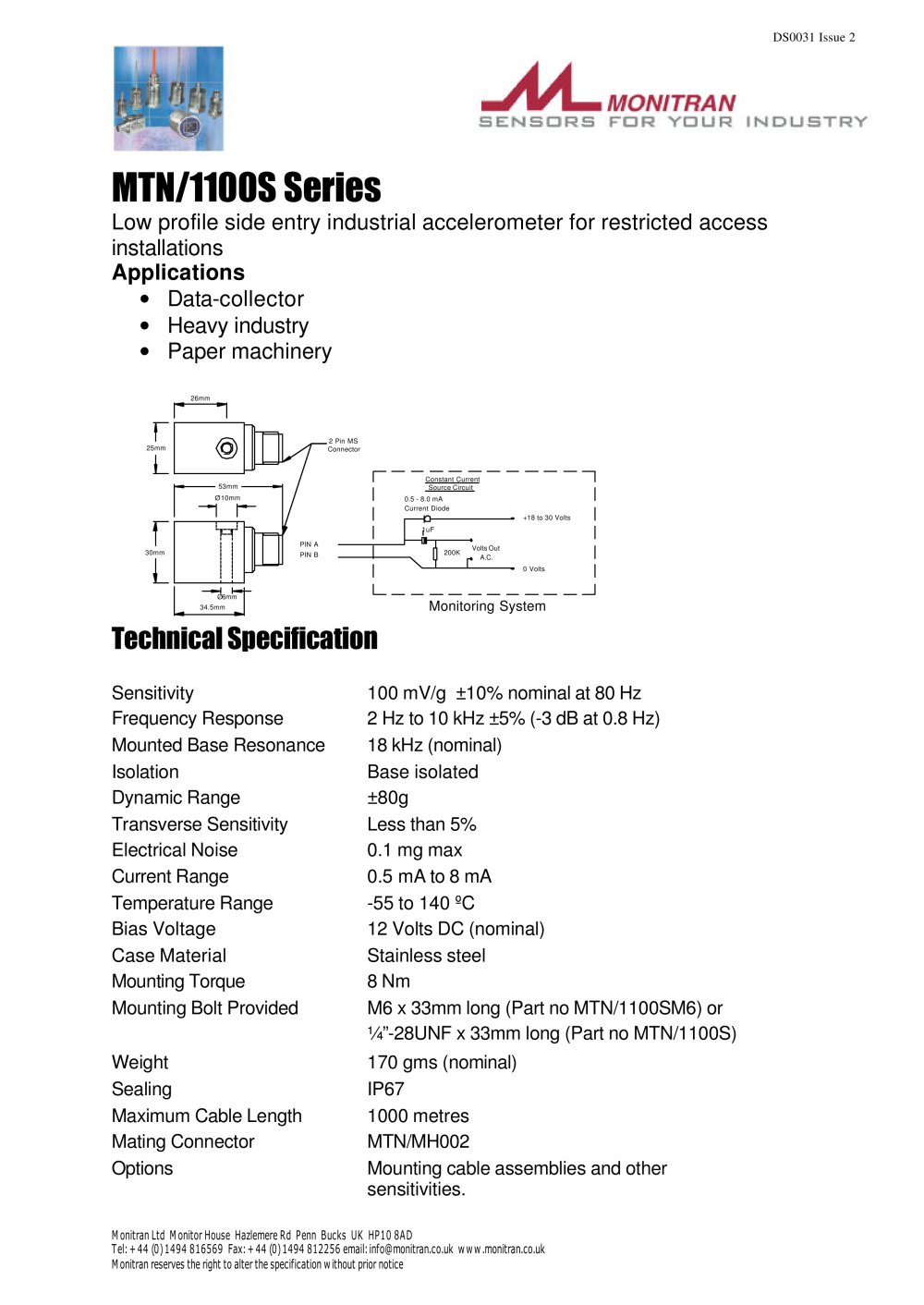 accelerometers MTN/1100S - Monitran