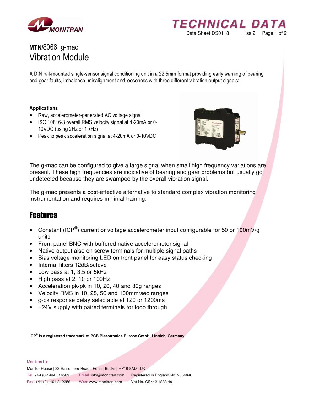 signal converter and transmitter  MTN/8066 - Monitran