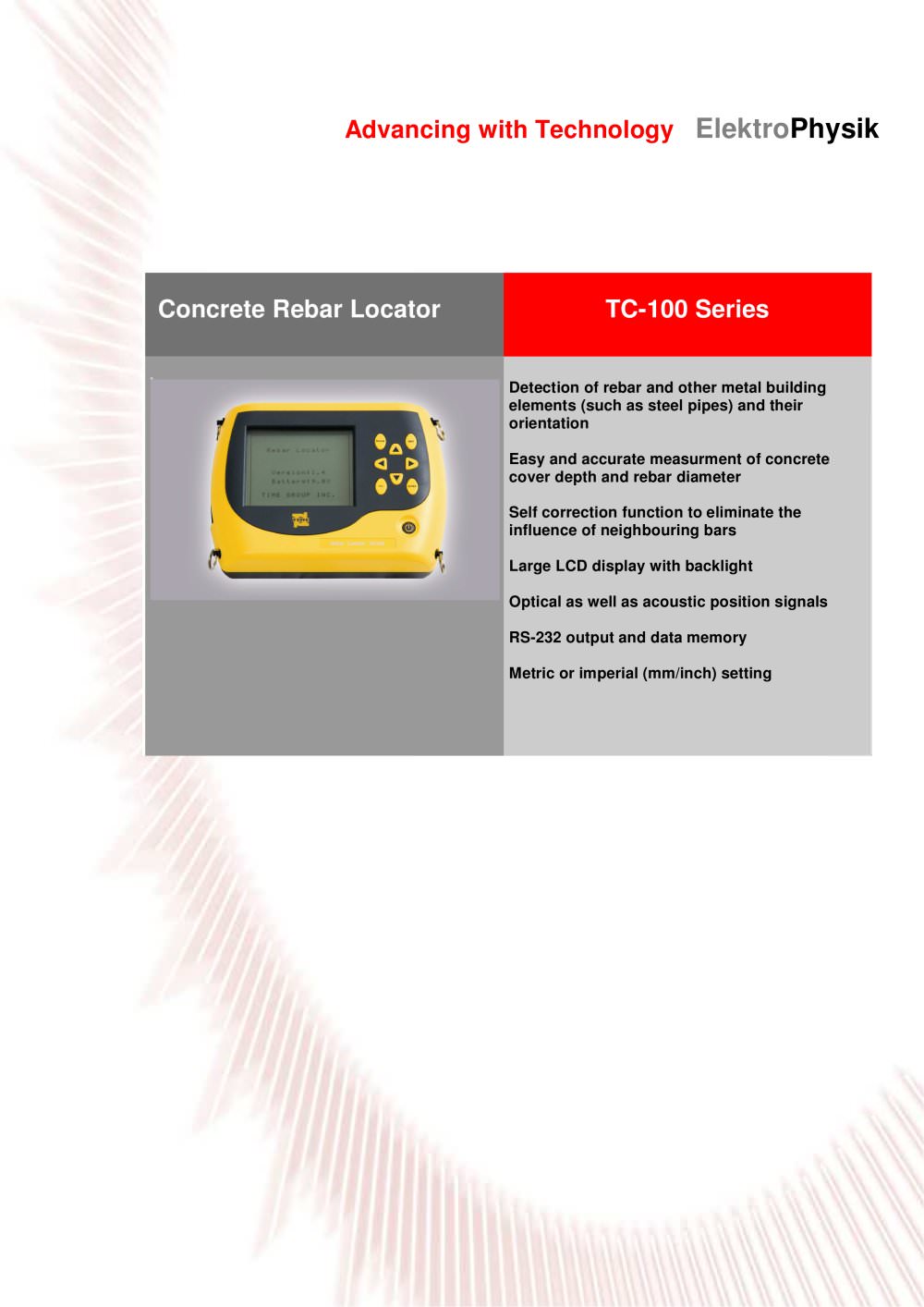 Concrete rebar locator TC 100 series - ElektroPhysik Dr. Steingroever GmbH & Co. KG
