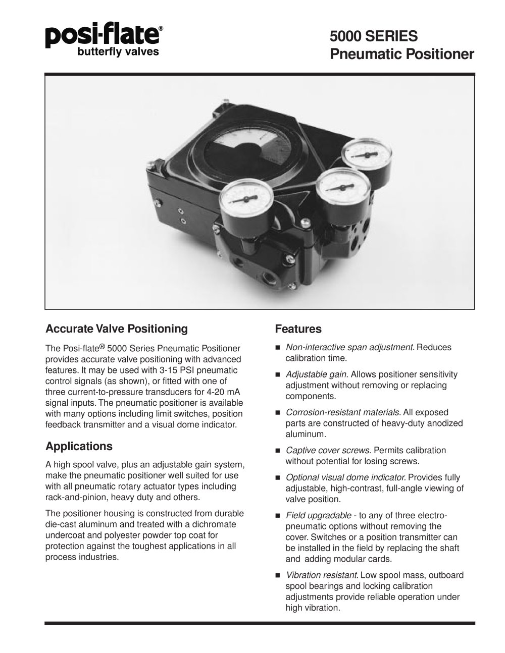 5000 Series Pneumatic Positioner - Posi-flate