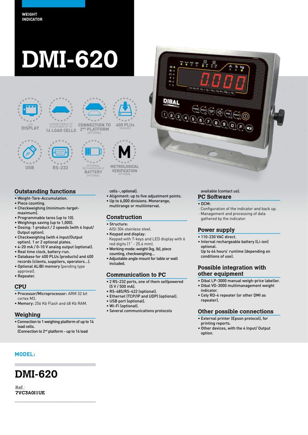 DMI-620 WEIGHT INDICATORS - 1 / 2 Pages