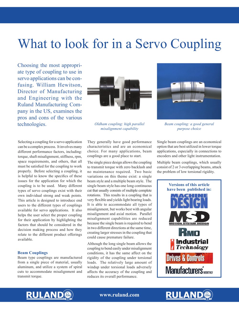 Servo Coupling - Ruland Manufacturing Co., Inc.