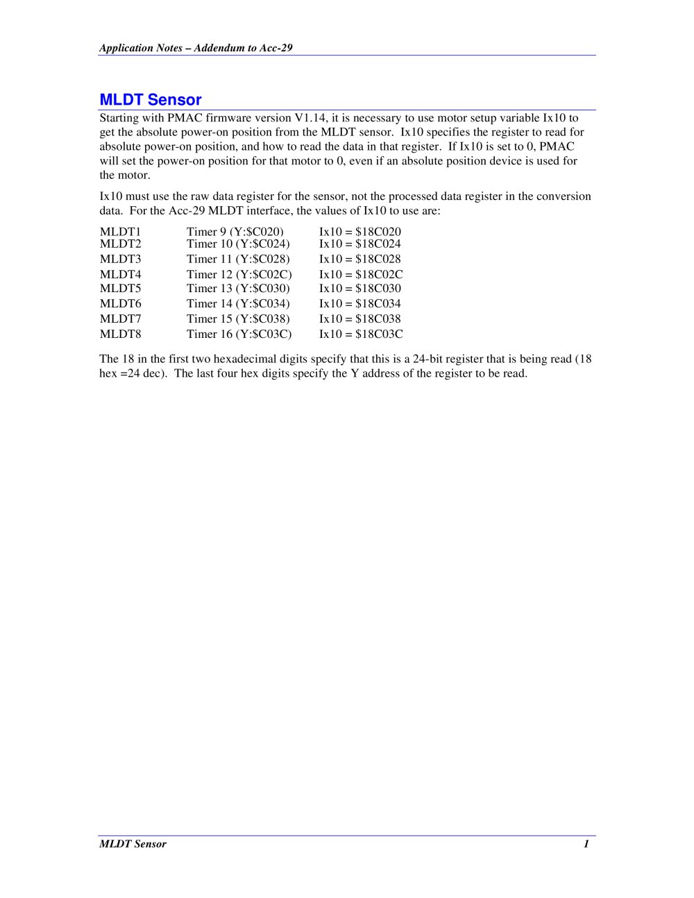 MLDT Sensor - Delta Tau