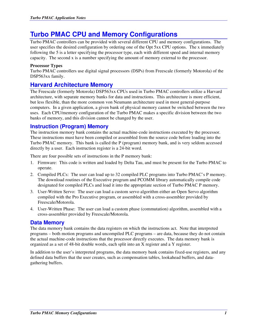Turbo PMAC CPU and memory Configurations - Delta Tau
