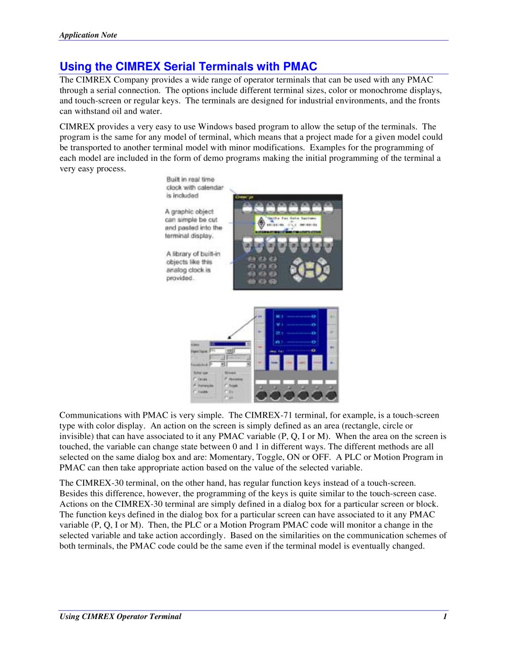Using CIMREX Operator Terminal - Delta Tau