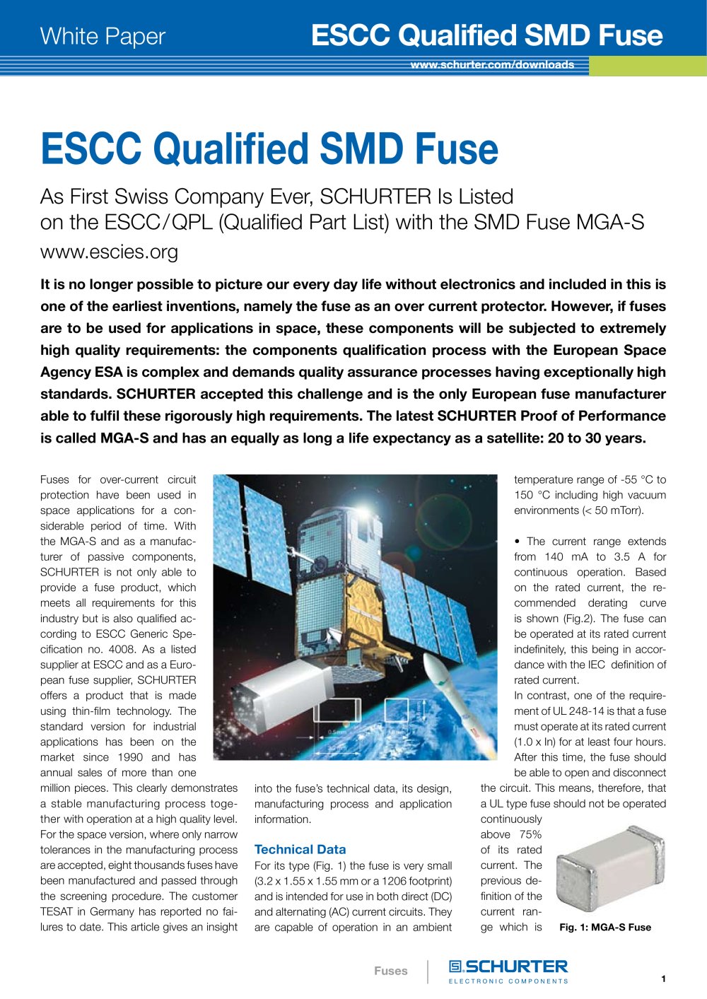 ESCC Qualified SMD Fuse from SCHURTER - SCHURTER