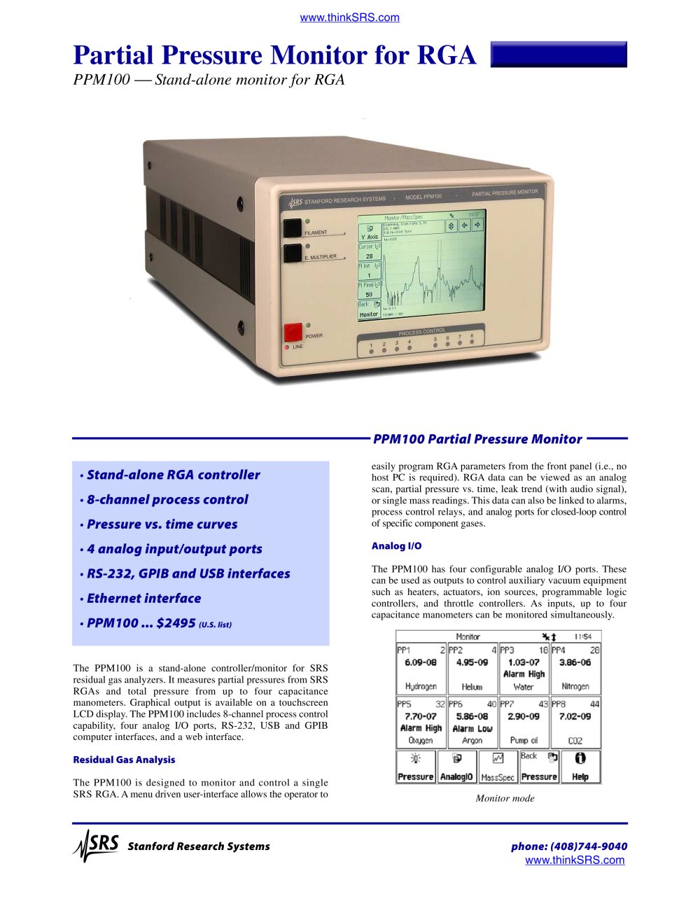 Partial Pressure Monitor - Stanford Research Systems