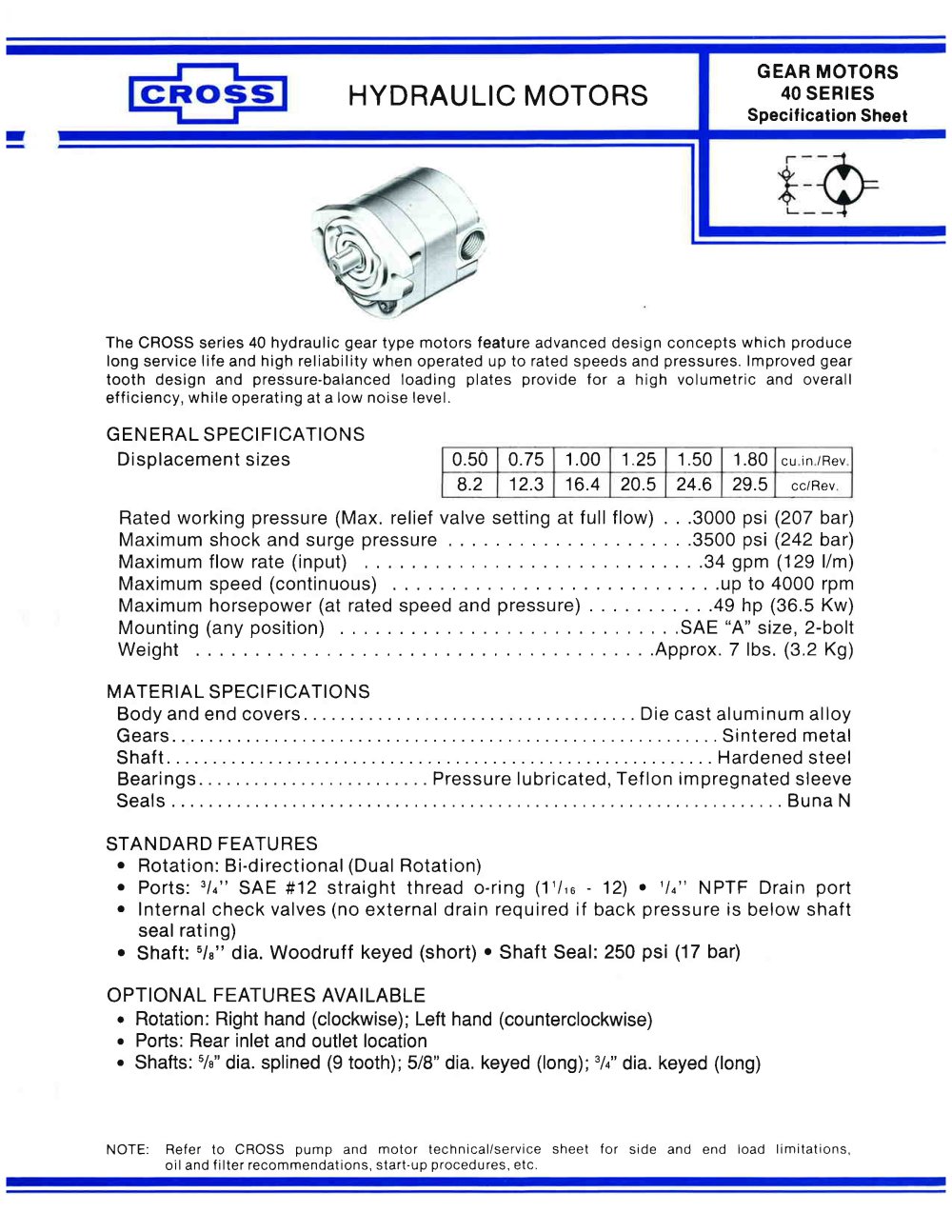 CROSS 40 Series Motors - Cross Manufacturing