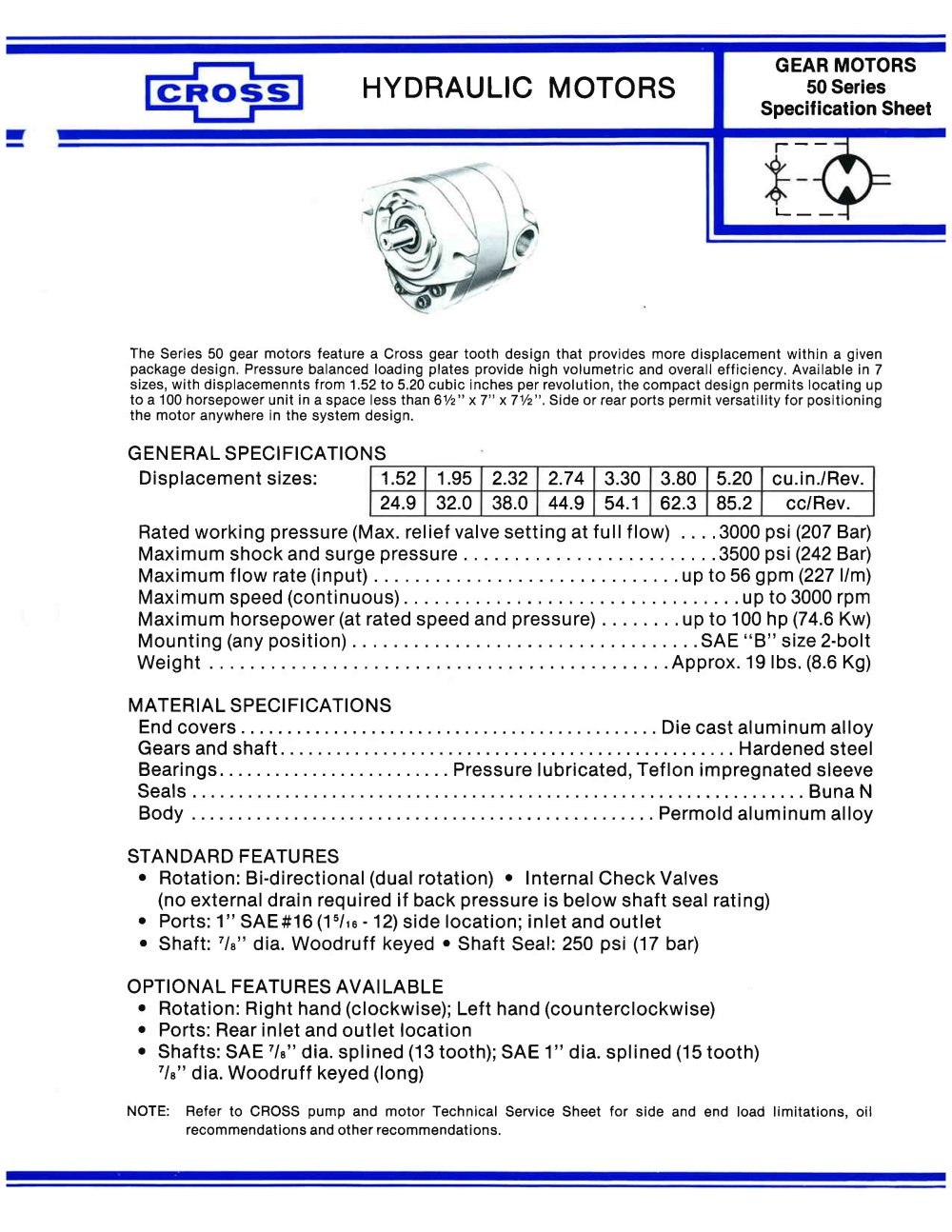 CROSS 50 Series Motors - Cross Manufacturing