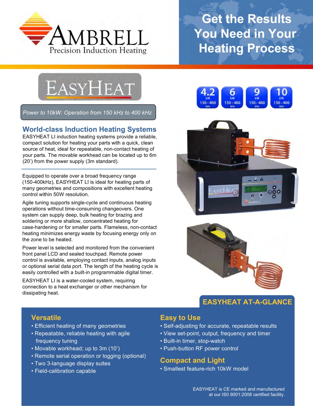 EASYHEAT LI power from 4.2kW to 10kW, operation from 150kHz to 400kHz - Ambrell