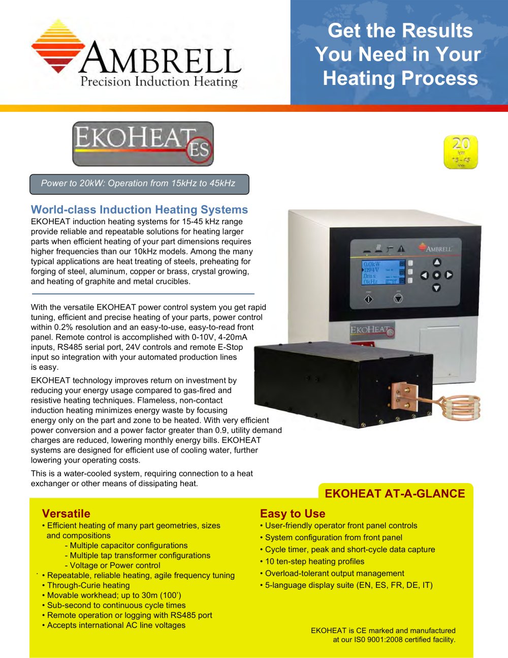Power to 20kW, frequency of 15-45kHz - Ambrell