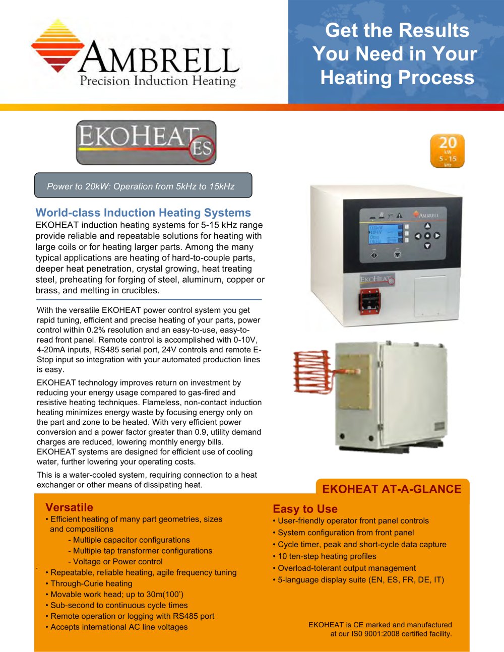Power to 20kW, frequency of 5-15kHz - Ambrell