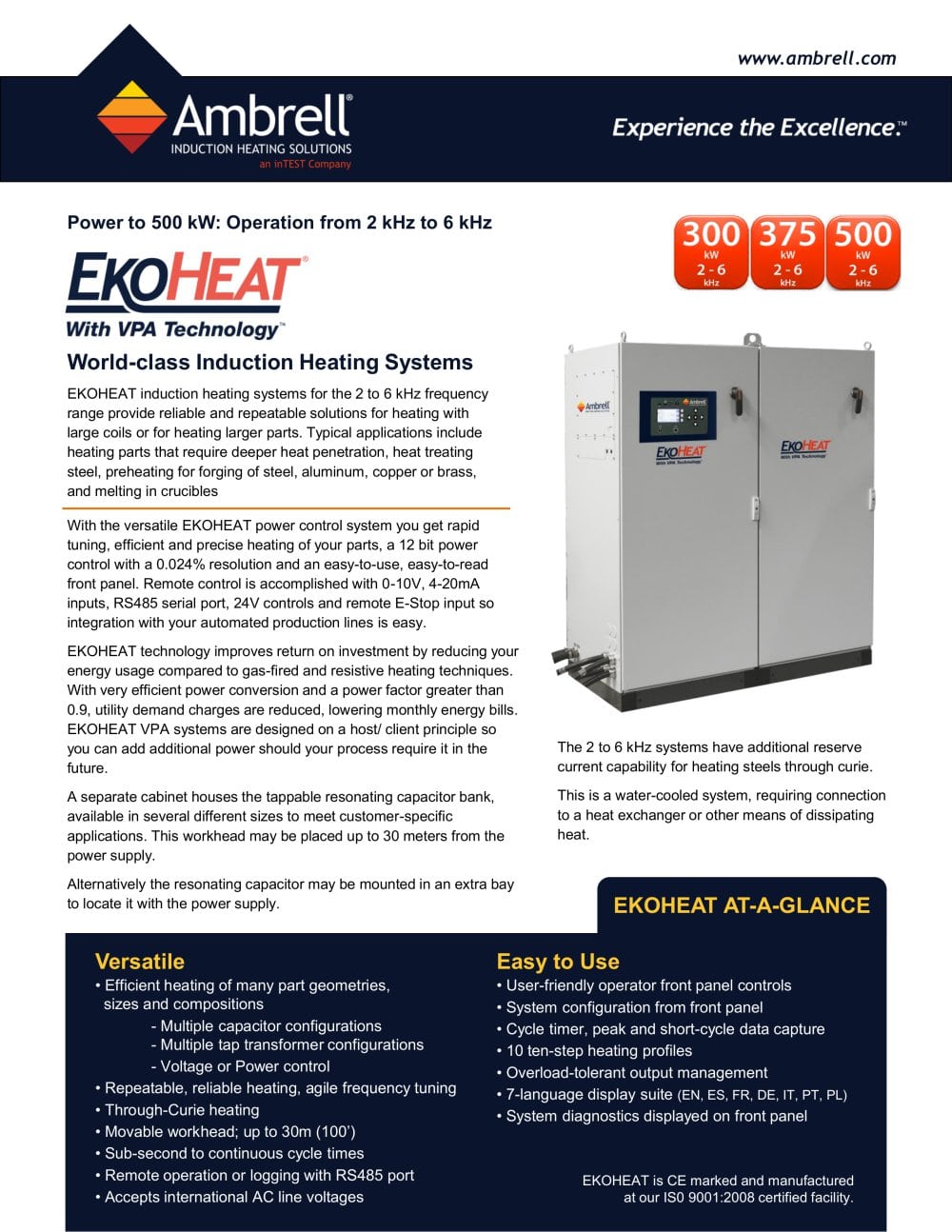 Power to 500kW, frequency of 1.5-4.5kHz - Ambrell
